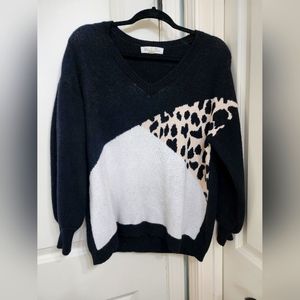Women's Colorblock Cheetah Sweater